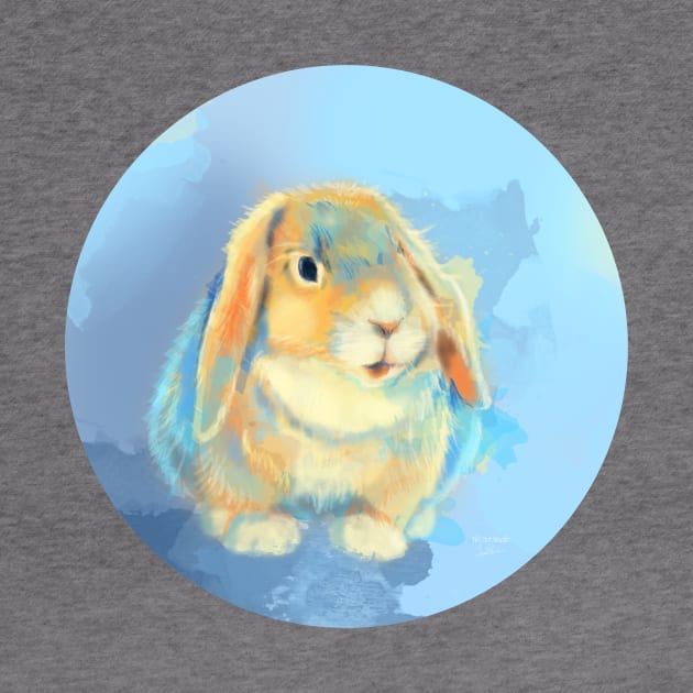 Winter Fluff - Bunny Rabbit Digital Painting by Flo Art Studio